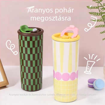 316-os rozsdamentes acélból készült szívó pohár, termosz jellegű, nőknek, aranyos, hordozható