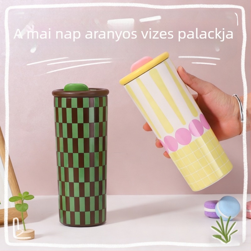 316-os rozsdamentes acélból készült szívó pohár, termosz jellegű, nőknek, aranyos, hordozható