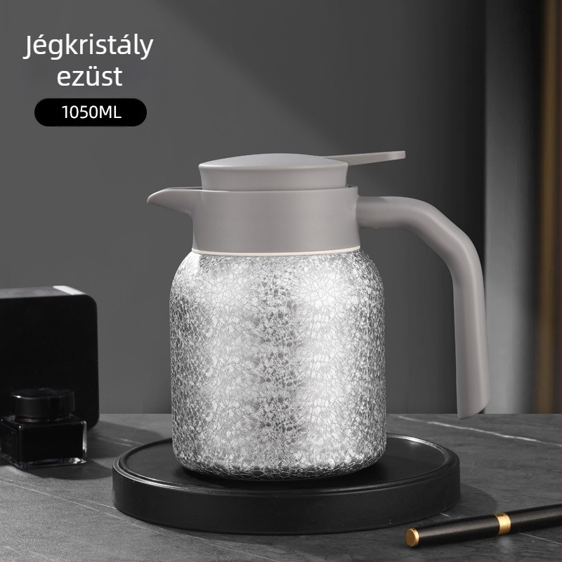Tiszta titánból készült hőszigetelt teáskanna nagy kapacitással, fogantyúval, intelligens hőmérséklet-kijelzővel, tea–víz elválasztó rendszerrel, tea készítés