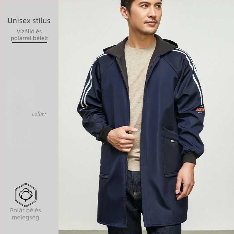 Őszi–téli hosszú ujjú vízálló munkaruha kabát fleece béléssel, uniszex, gyári munka és porvédelem céljára.
