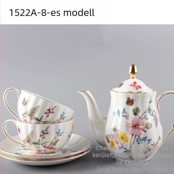 Csontporcelán kávéskészlet: 1 kanna és 2 csésze, európai stílus, délutáni kávéhoz, logó testreszabható