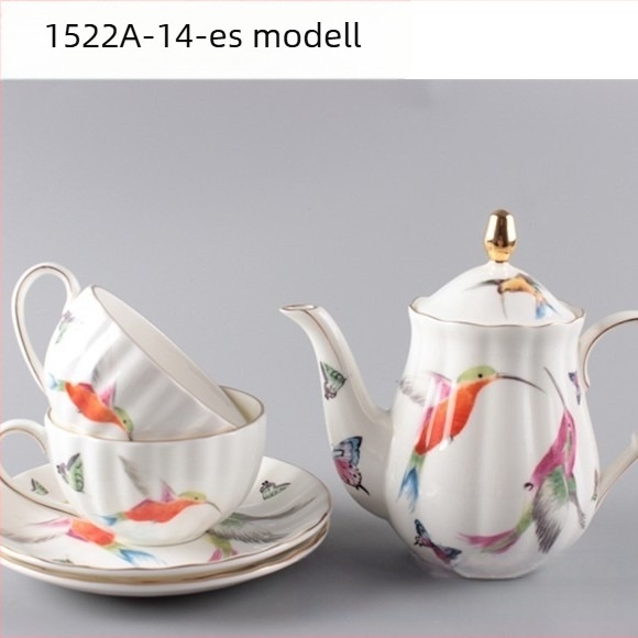 Csontporcelán kávéskészlet: 1 kanna és 2 csésze, európai stílus, délutáni kávéhoz, logó testreszabható