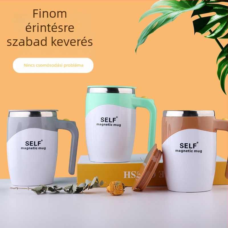 Europai stilusú 304 rozsdamentes acél bögre, elektromos shaker, automatikus keverés, kávés bögre, szója tej keverő pohár
