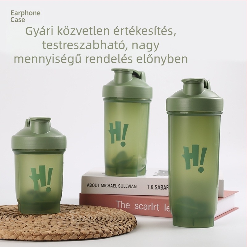 Kreatív fehérje shaker, hordozható sportos palack, hőálló és ütésálló, élelmiszer-minőségű műanyagból