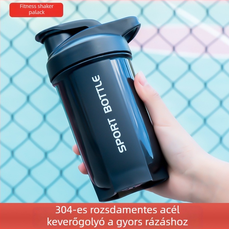 Fitnesz shaker pohár fehérje shake-khez és étkezéshelyettesítő italokhoz, hordozható, nagy kapacitású keverő pohár