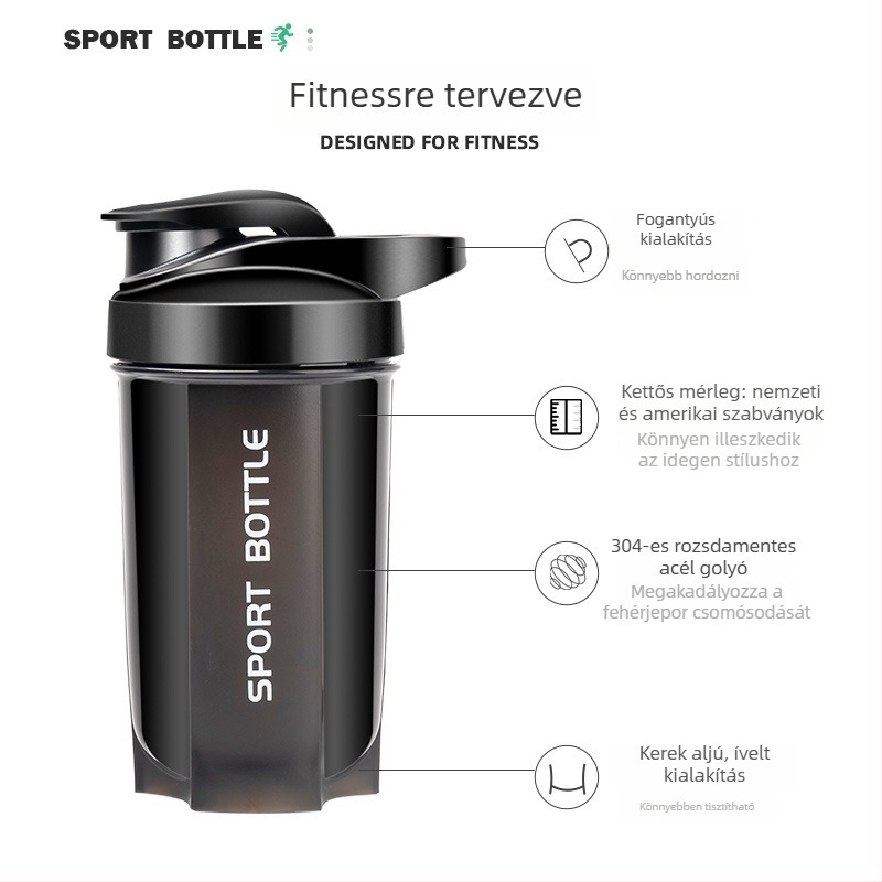 Fitnesz shaker pohár fehérje shake-khez és étkezéshelyettesítő italokhoz, hordozható, nagy kapacitású keverő pohár
