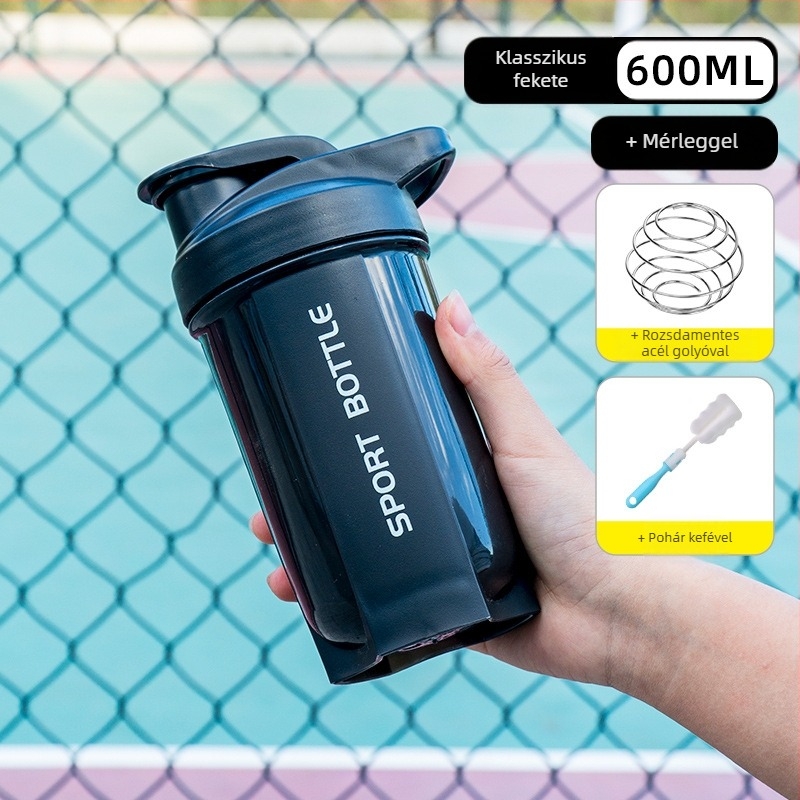 Fitnesz shaker pohár fehérje shake-khez és étkezéshelyettesítő italokhoz, hordozható, nagy kapacitású keverő pohár