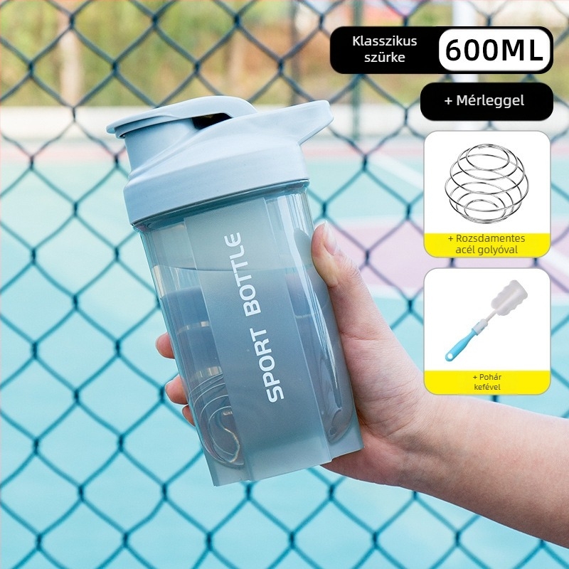 Fitnesz shaker pohár fehérje shake-khez és étkezéshelyettesítő italokhoz, hordozható, nagy kapacitású keverő pohár
