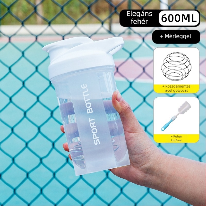 Fitnesz shaker pohár fehérje shake-khez és étkezéshelyettesítő italokhoz, hordozható, nagy kapacitású keverő pohár