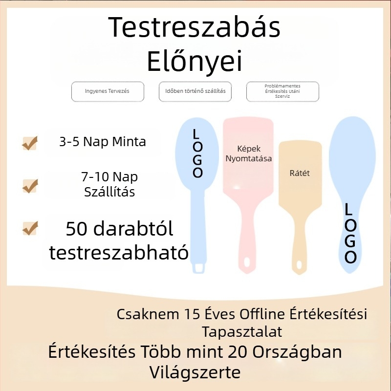 Fából készült masszázs fésű sertésszőrrel és nylon fogakkal, hordozható otthoni használatra