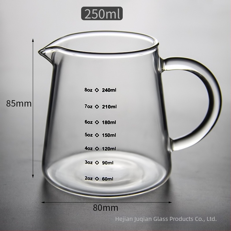 Pour-over kávé megosztó készlet, vastag, hőálló tejes üvegpohárral és mérőskálával