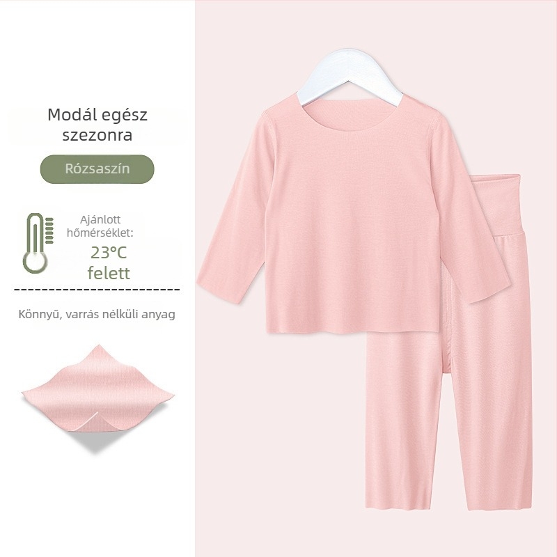 Gyerekeknek szóló modal pizsama szett, vékony, hosszú ujjú, tavasz–ősz, uniszex, otthoni viselet
