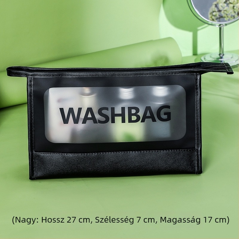 Átlátszó matt PU sminktáska, nagy kapacitású, vízálló, hordozható kozmetikai tároló logónyomtatással