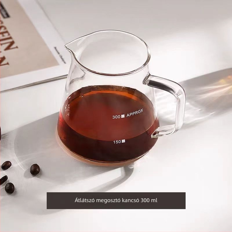 Otthoni használatra tervezett pour-over kávéfőző boroszilikát üvegből, vastított kivitel