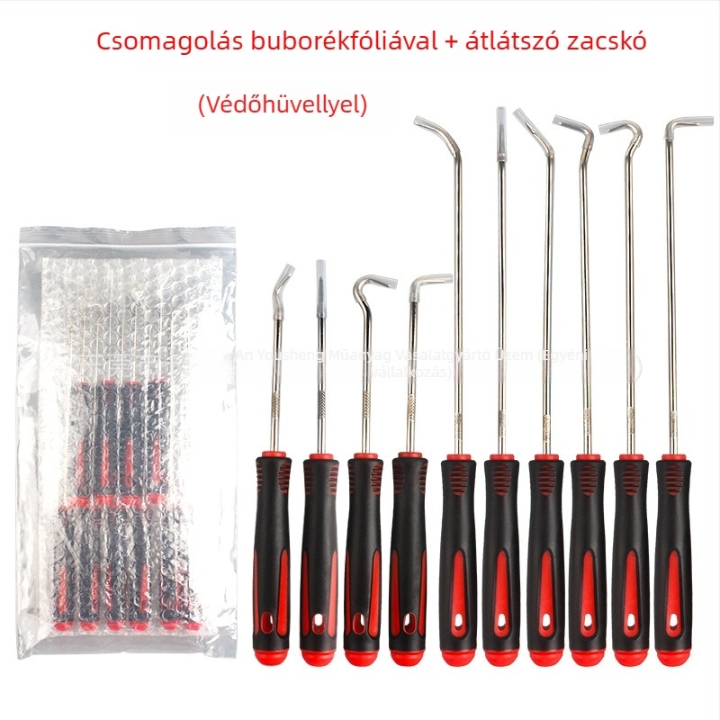 10-darabos autós szerszámkészlet precíz olajtömítés-horgos eszközzel, mechanikus berendezések szétszereléséhez és tömítések eltávolításához