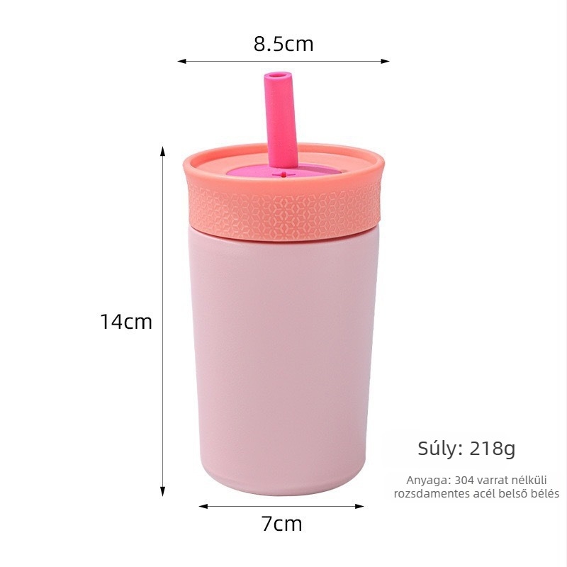 Új mini rozsdamentes acél kávés termosz, elegáns, kompakt, szívószállal, irodai használatra