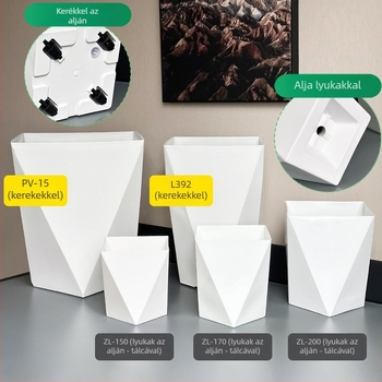 Gyémánt-geometriai formájú műgyanta növénytartó – extra-nagy méret, padlóra álló, nappaliba vagy irodába, minimalist stílus