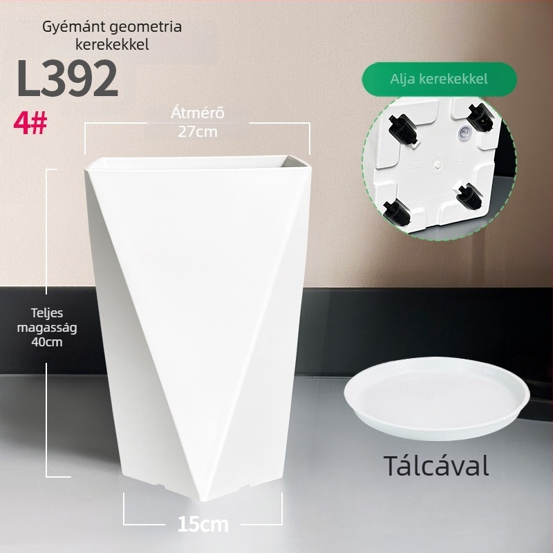 Gyémánt-geometriai formájú műgyanta növénytartó – extra-nagy méret, padlóra álló, nappaliba vagy irodába, minimalist stílus