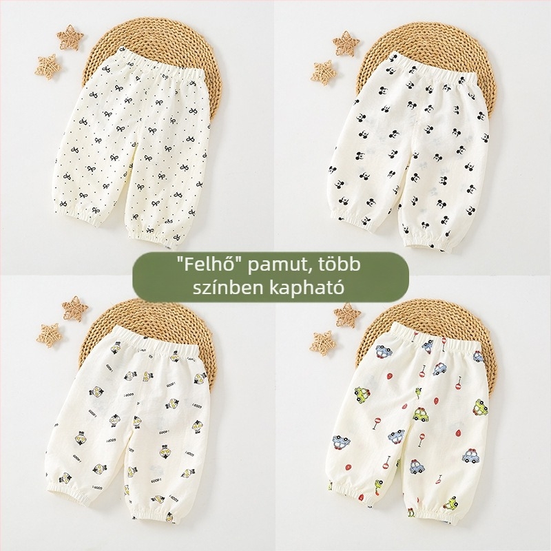 Baba anti-szúnyog-mentes nadrág nyárra, vékony, felhő-pamut, virágos mintás, cropped szabás, légáteresztő, uniszex