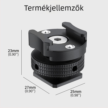 360° csillapított forgó mikrofon hideg cipő adapter – alumínium ötvözet, 1/4" menet