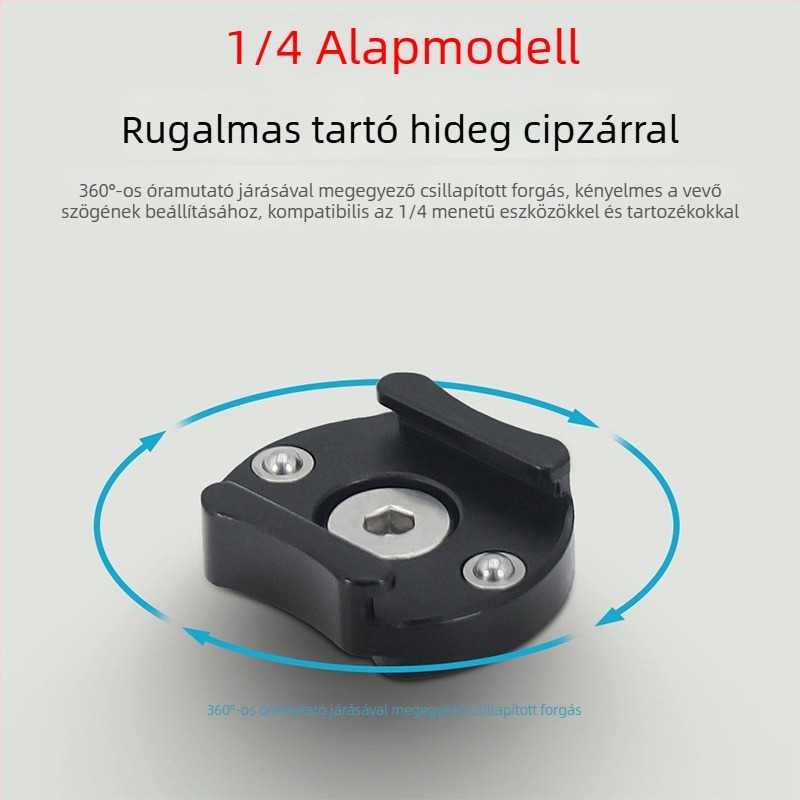 360° csillapított forgó mikrofon hideg cipő adapter – alumínium ötvözet, 1/4" menet