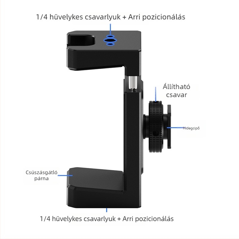 360° csillapított forgó mikrofon hideg cipő adapter – alumínium ötvözet, 1/4" menet