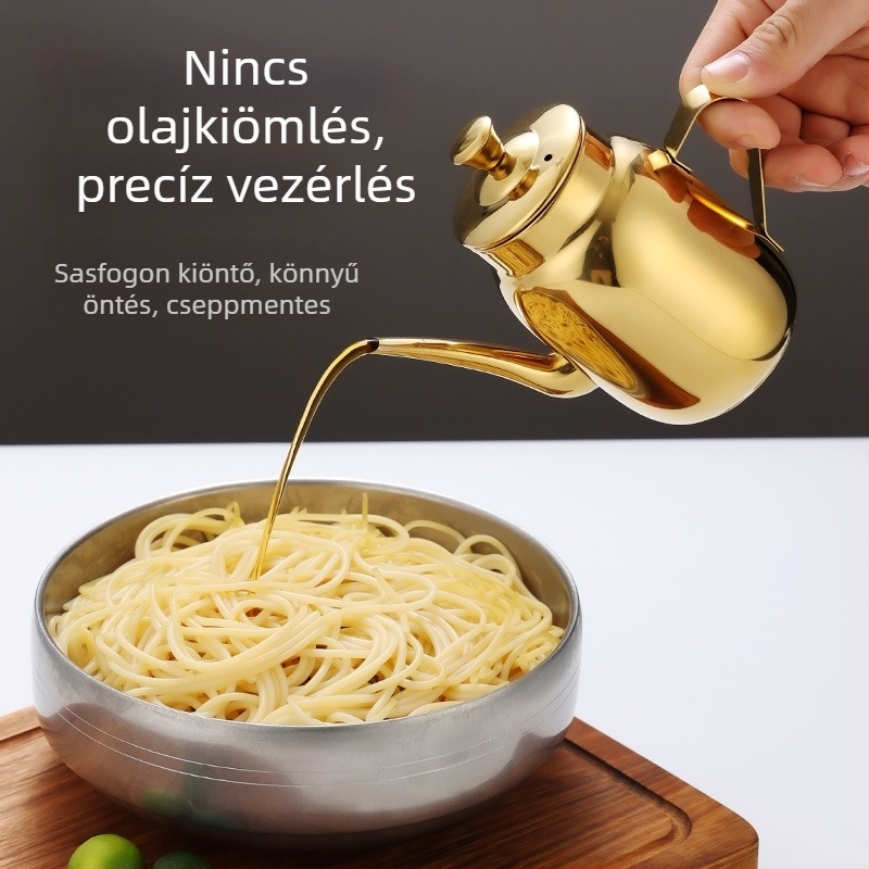 304 rozsdamentes acélból készült mini olajtartó arany vékony szájjal, szivárgásmentes