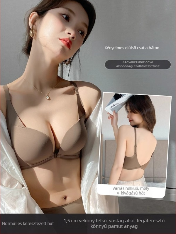 Elöl záródó melltartó kismellűeknek, push-up, anti-lógás, varrat nélküli hátsó rész, kényelmes