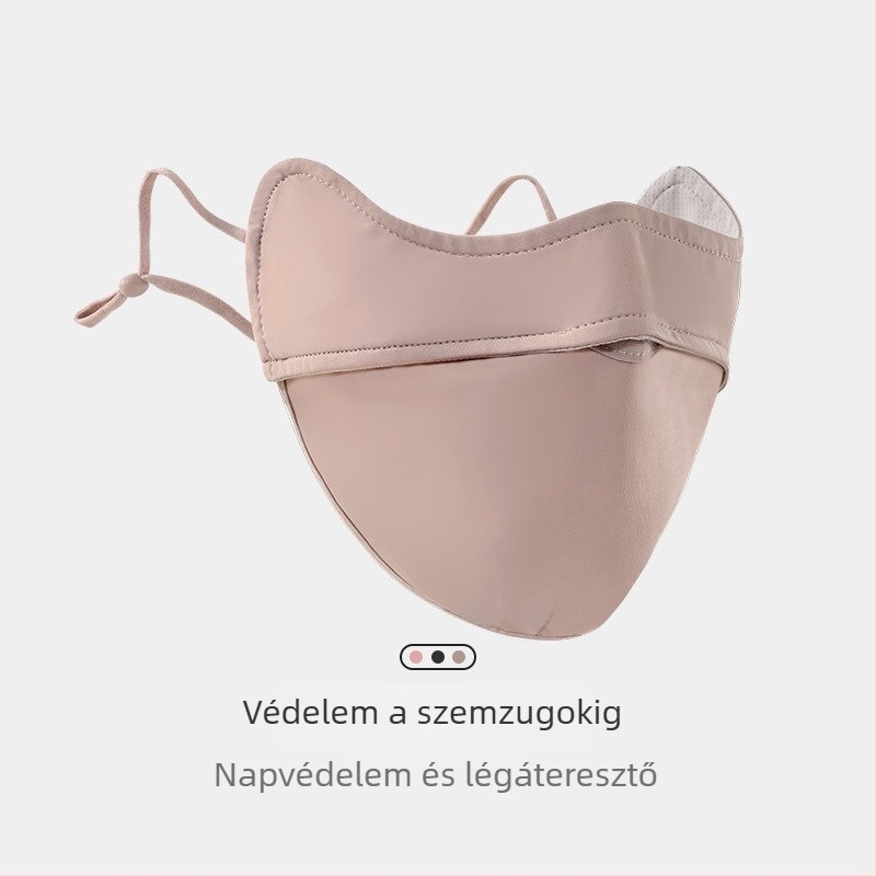 3D-s alakú UV-védelmi maszk hűs Ice Silk anyaggal, fekete, uniszex túrázáshoz és szabadtéri használathoz