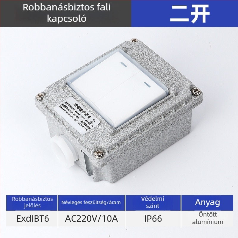 Robbanásbiztos falkapcsoló, 220V/380V, felületre szerelt, forgó biztoságkapcsoló, ipari vízálló