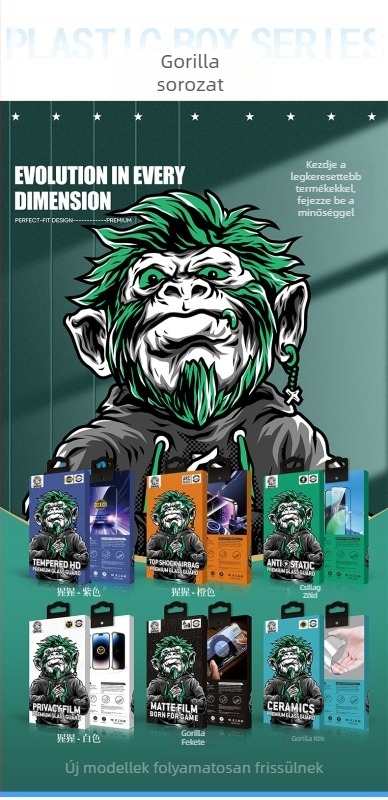 Gorilla mobiltelefonhoz készült magánéletvédő képernyővédő fólia csomagoló doboz, temperált fóliával, 3D belső rekesz és műanyag kampóval