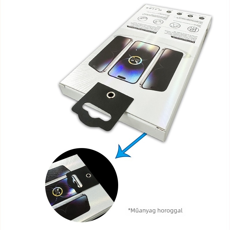 Gorilla mobiltelefonhoz készült magánéletvédő képernyővédő fólia csomagoló doboz, temperált fóliával, 3D belső rekesz és műanyag kampóval