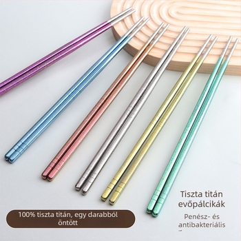 Élelmiszer-minőségű tiszta titán evőpálcikák, otthoni használatra, jégkristály mintázat, csúszásmentes, hőálló, piknikhez, dobozban