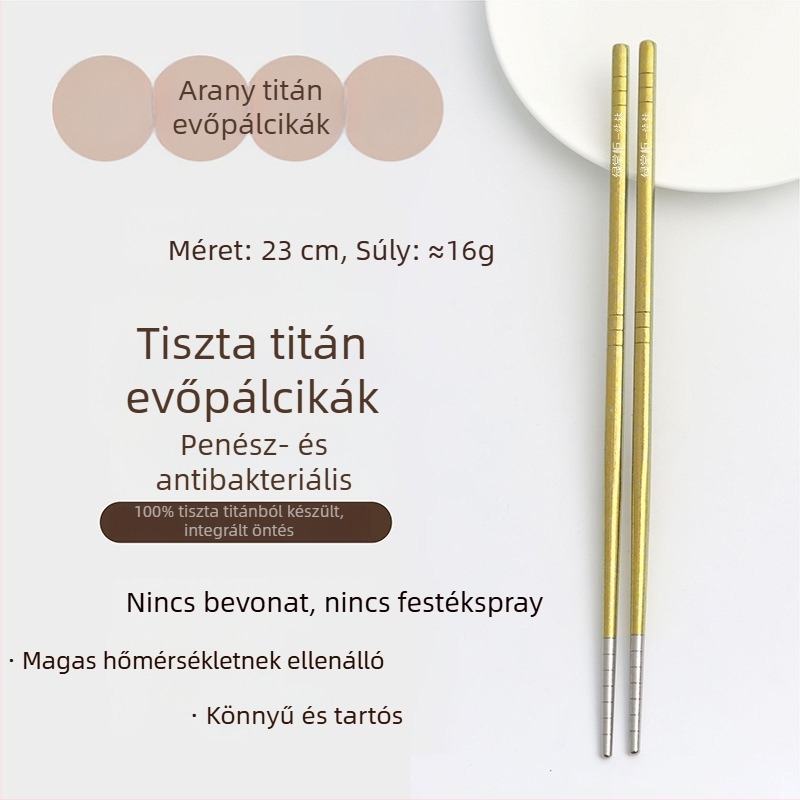 Élelmiszer-minőségű tiszta titán evőpálcikák, otthoni használatra, jégkristály mintázat, csúszásmentes, hőálló, piknikhez, dobozban
