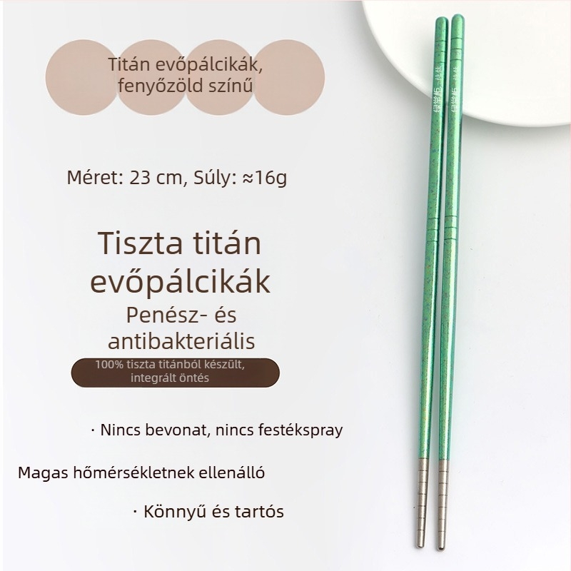 Élelmiszer-minőségű tiszta titán evőpálcikák, otthoni használatra, jégkristály mintázat, csúszásmentes, hőálló, piknikhez, dobozban