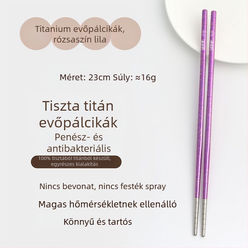 Élelmiszer-minőségű tiszta titán evőpálcikák, otthoni használatra, jégkristály mintázat, csúszásmentes, hőálló, piknikhez, dobozban