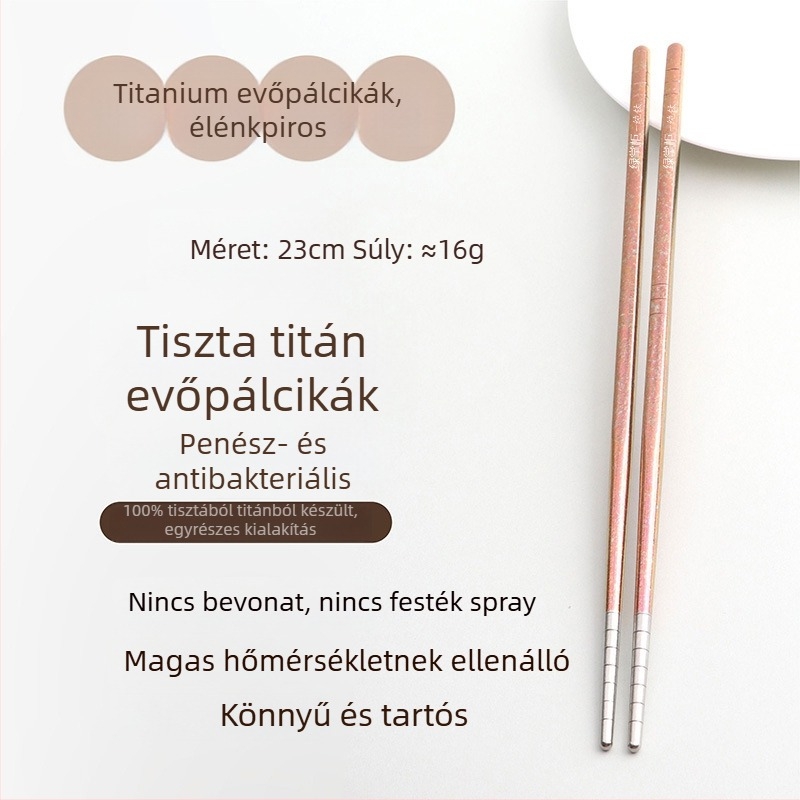 Élelmiszer-minőségű tiszta titán evőpálcikák, otthoni használatra, jégkristály mintázat, csúszásmentes, hőálló, piknikhez, dobozban