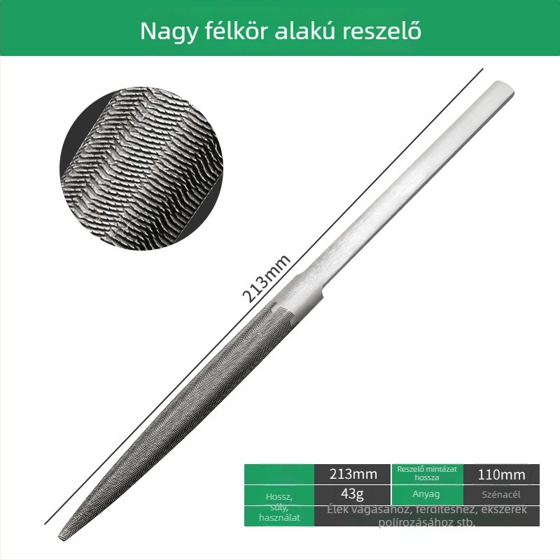 Nagy reszelő készlet: háromszög reszelő, félkörös reszelő, sík reszelő formázáshoz és durva reszelő fémmunkához és ékszerkészítéshez.