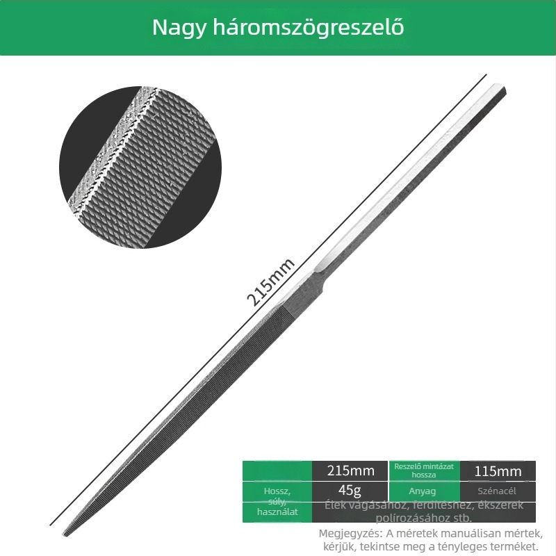 Nagy reszelő készlet: háromszög reszelő, félkörös reszelő, sík reszelő formázáshoz és durva reszelő fémmunkához és ékszerkészítéshez.