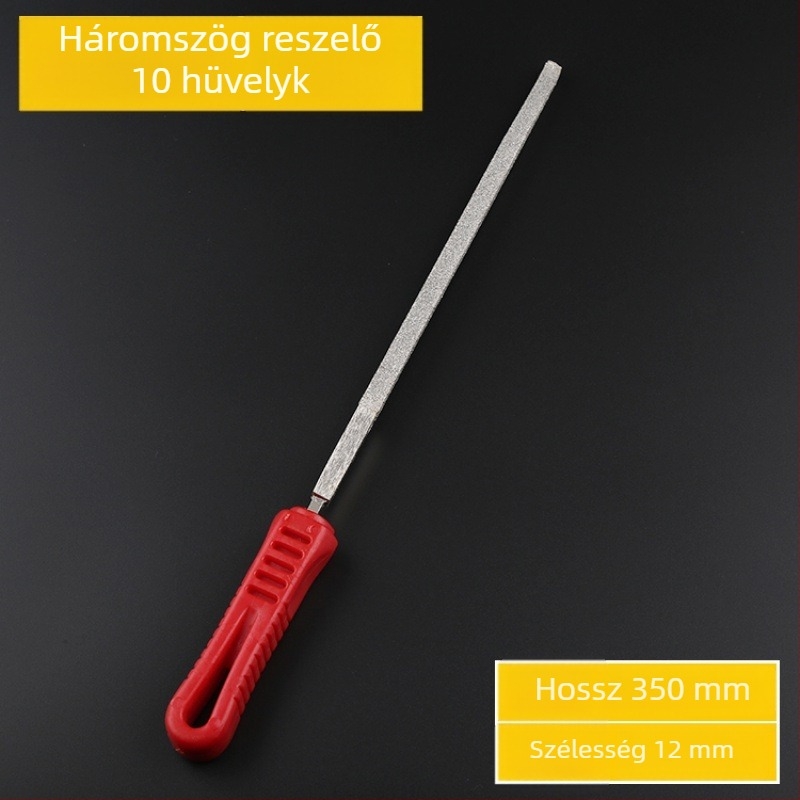 Gyémánt reszelő készlet különböző profilokkal: sík, háromszög, kör, négyszög és félkör; elektropolírozott gyémántos csiszoló; méretek 6, 8, 10 és 12 hüvelyk; fémhez és kőhöz egyaránt alkalmas