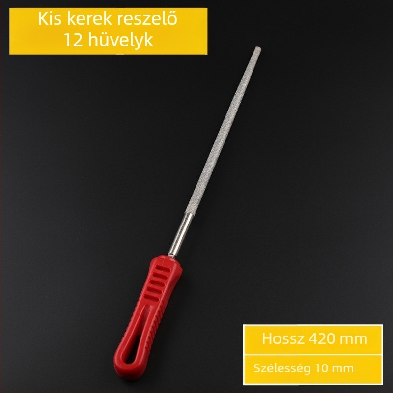 Gyémánt reszelő készlet különböző profilokkal: sík, háromszög, kör, négyszög és félkör; elektropolírozott gyémántos csiszoló; méretek 6, 8, 10 és 12 hüvelyk; fémhez és kőhöz egyaránt alkalmas
