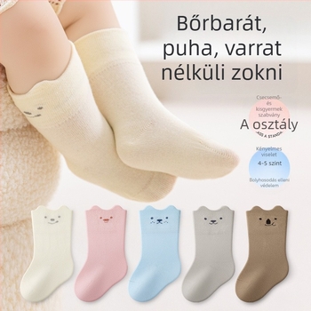 Tavaszi újszülött zokni, pamut, középmagasságú, varrat nélküli, uniszex