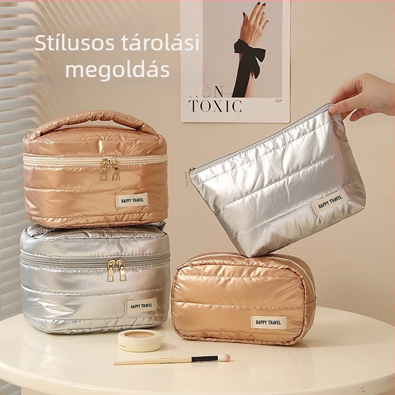 Vízálló kozmetikai táska nagy kapacitással rúzs és bőrápolási termékek számára – utazási neszesszer