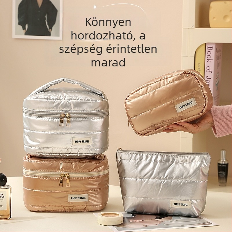 Vízálló kozmetikai táska nagy kapacitással rúzs és bőrápolási termékek számára – utazási neszesszer
