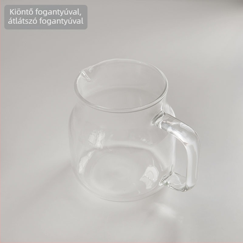Hőálló boroszilikát üvegből készült kávés kanna, színes fogantyúval