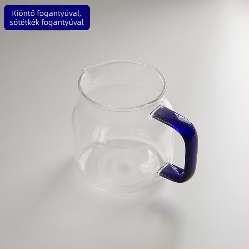 Hőálló boroszilikát üvegből készült kávés kanna, színes fogantyúval