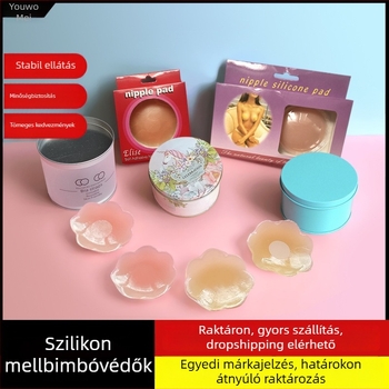Láthatatlan szilikon mellbimbófedők és areola tapaszok, vékony, fényes felülettel, hordozható díszdobozos készlet