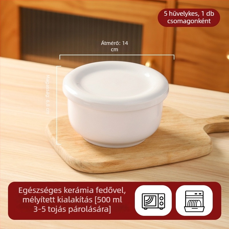 Fedeles kerámia gőzölő tál tojáskrémhez, mikrohullámú sütőben is használható