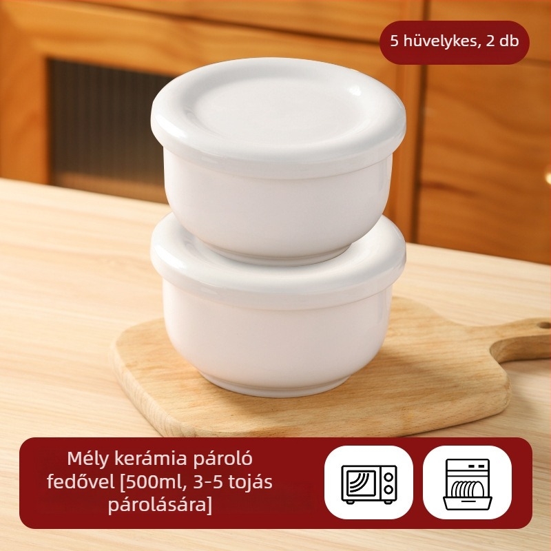 Fedeles kerámia gőzölő tál tojáskrémhez, mikrohullámú sütőben is használható