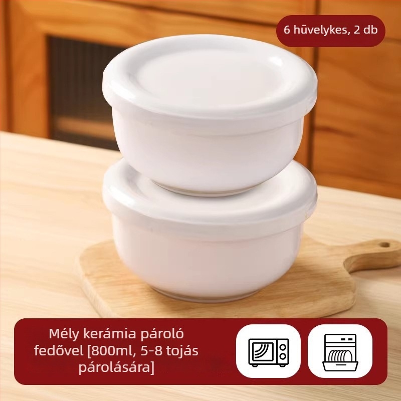 Fedeles kerámia gőzölő tál tojáskrémhez, mikrohullámú sütőben is használható